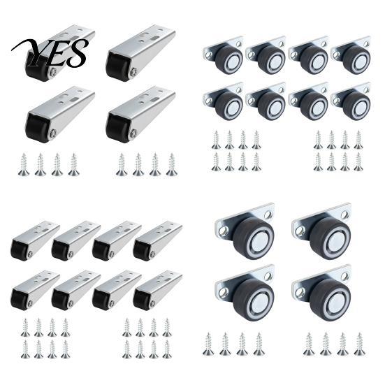 Side Mount Sliding Door Roller 4/8Pcs Vertical Track Wheel, Load-Bearing Anti-Sag Bottom Rollers, Dual Bearing Heavy Duty Guide for Wardrobe