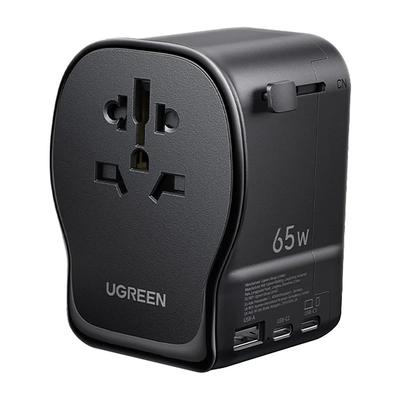Adapter Sieciowy Podróżny Z Ładowarką USB-C USB-A 65W - Czarny
