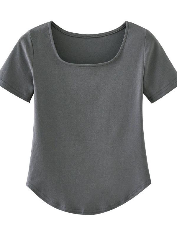 Summer 2025 Women's Slimming Round Neck Irregular Hem Trendy T-shirt