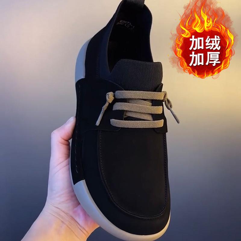 Men's shoes soft leather 2025 autumn new lightweight versatile breathable small leather shoes non-slip deodorant casual flat baseplate shoes