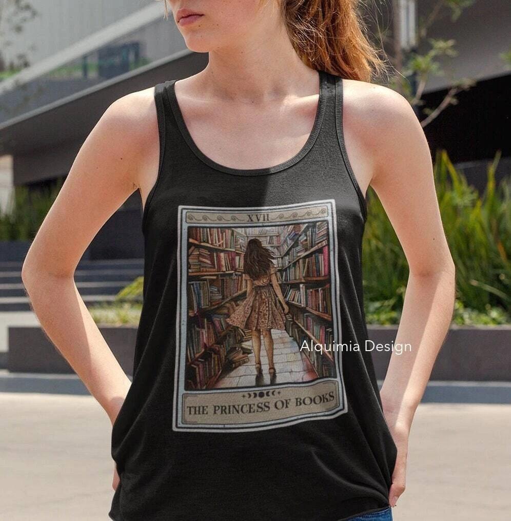 The Princess of Books Tarot Card Tank Top, Book Lover 2XL