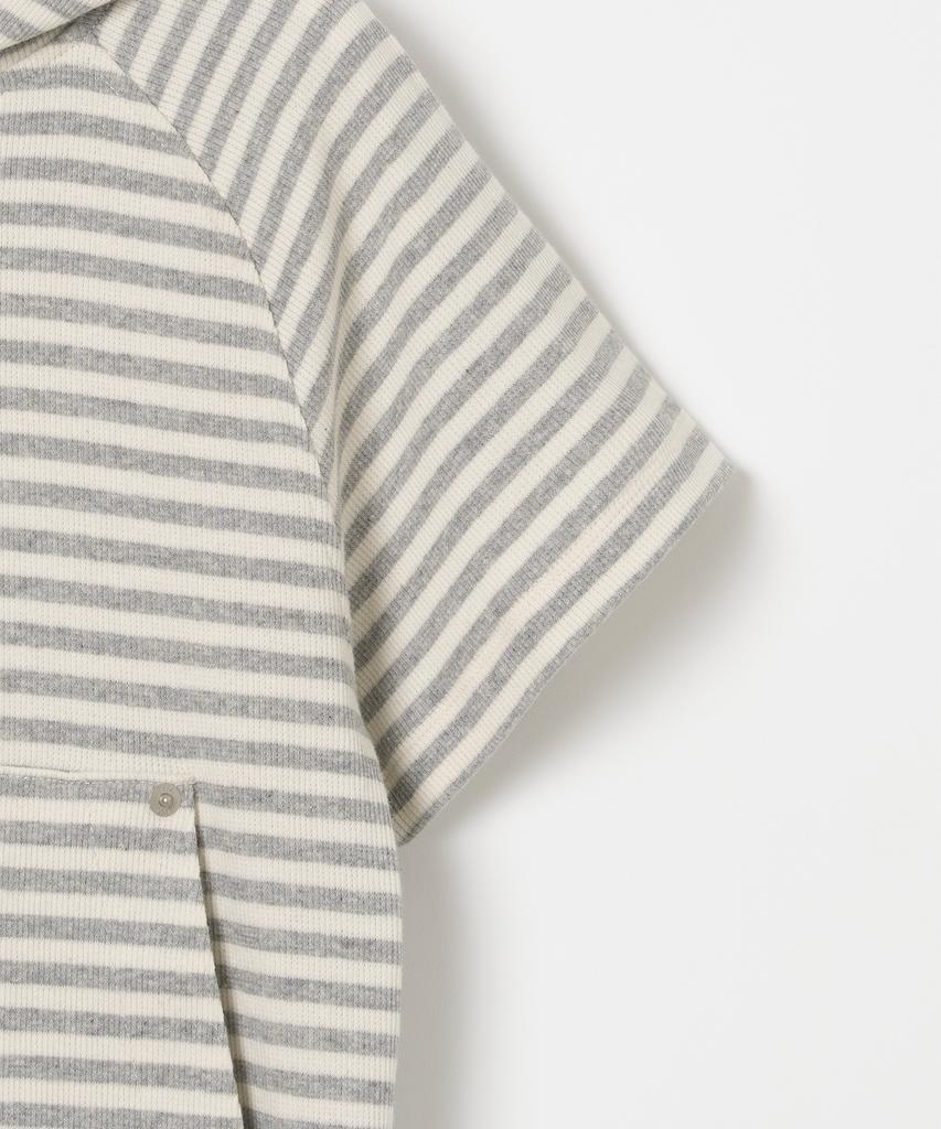 Ribbed Short Sleeve Hoodie [Melange Grey]