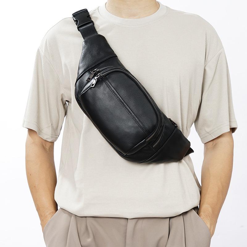 The First Layer of Leather Waist Pack Fashion Shoulder Bag Leisure Sports Fitness Convenient Crossbody Bag