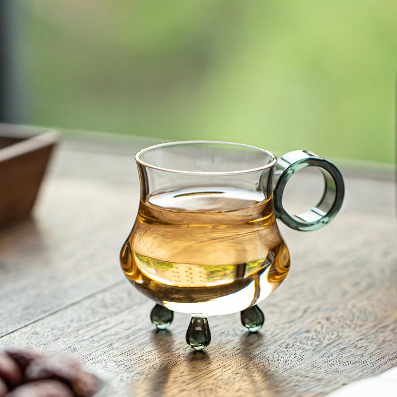Heat-resistant Glass Teacup High Borosilicate Master Cup Kung Fu Tea Set Transparent Teacup Anti-ironing Water Cup with Handle
