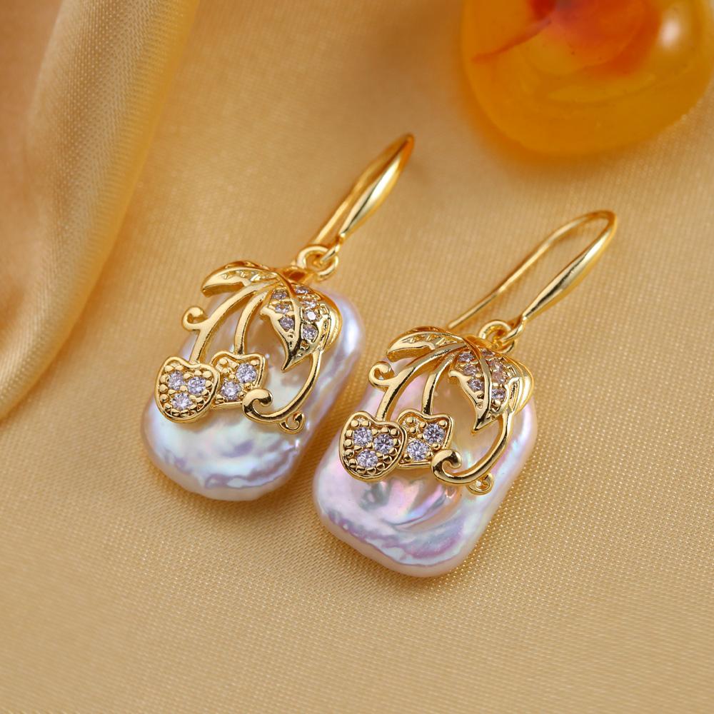 

Серьги SENIKO с натуральным пресноводным большим жемчугом в стиле барокко, модные серьги-капли с кубическим цирконием и жемчугом для женщин, вечерние ювелирные изделия G