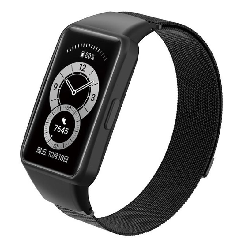 

Replacement Milanese Stainless Steel Smart Watch Strap Band Belt for Huawei Honor 6/Huawei Band 6 Black