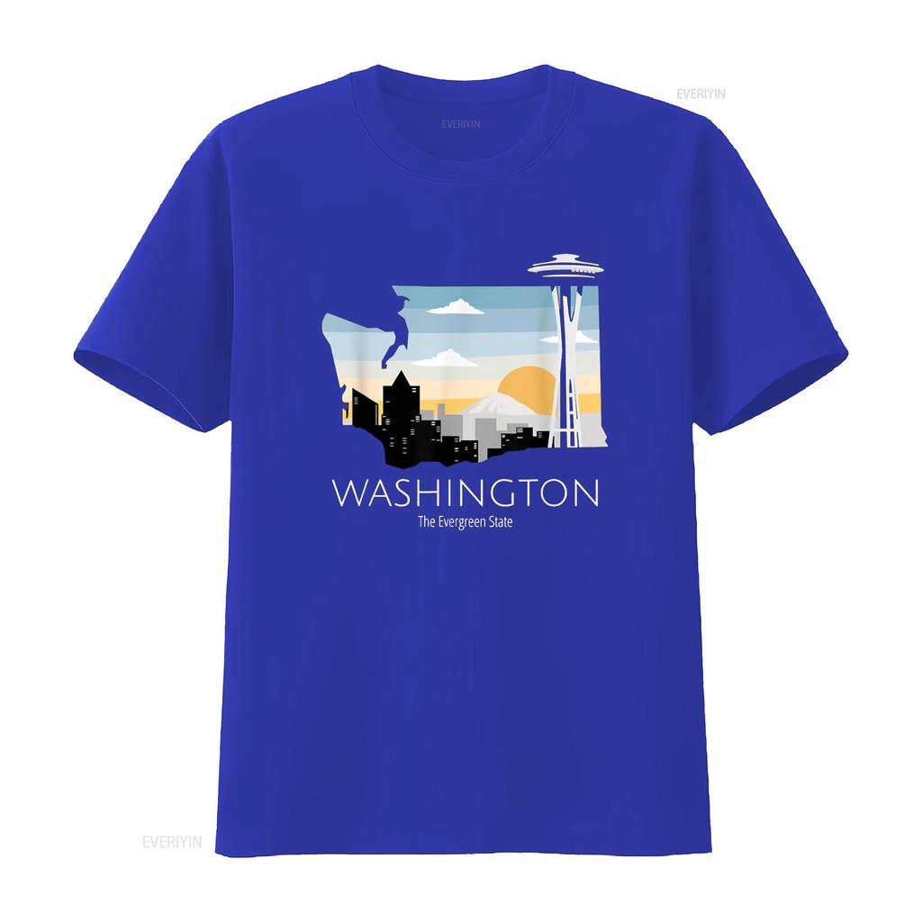 Washington Proud State Motto The Evergreen T Shirt vintage Washed Stylish Soft streetwear Slightly Versatile graphic fashion