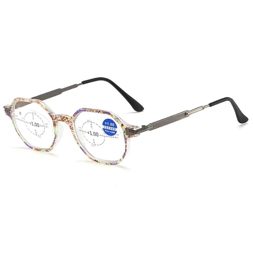 

Anti Blue Light Women S Polygonal Reading Glasses 360 Ring Focus Fashion Presbyopia Glasses Hd Clear Lens Far Sight Glasses 2.0