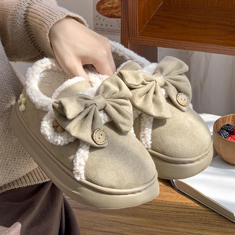 Cotton slipper bag heel 2025 new autumn and winter outer wear non-slip versatile Velcro home warm cotton shoes