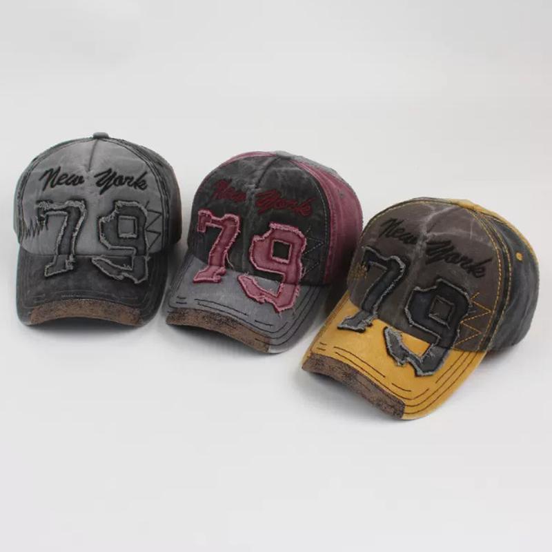 Duck tongue cap washed and worn, number 79 embroidered color blocked sun protection baseball cap, outdoor leisure