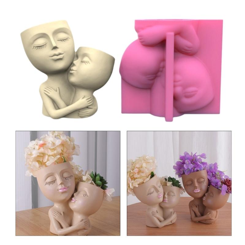 שני גברים חיבוק עציץ גבס עובש שרף סיליקון תבנית יציקת שרף אפוקסי תבנית עסיסי אגרטל תבנית מלט תבנית מחזיק נרות