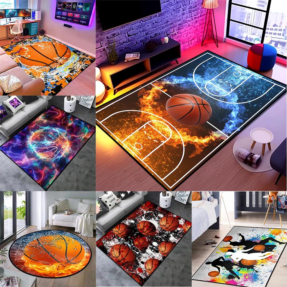 Creative Sports Area Rug Healthy ExerciseTeen Fantastic Basketball Enthusiast Carpet for Home Decor Kid Room ,Etc.
