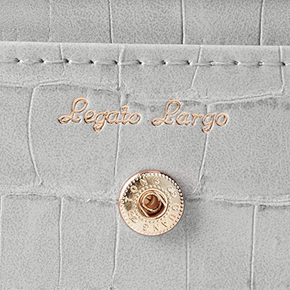 Legato Largo Crocodile Embossed Pass Pouch with Reel, LJ-G0843Z, Women's, Light Gray