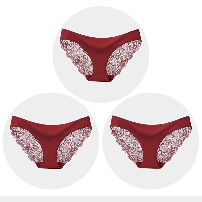 Women's Seamless Underwear Leopard Intimate Women Sexy Lace Black Floral Panties Seamless Panty 3 Pcs/set