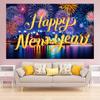 2025 Happy New Year Colorful Theme Party Background Fireworks Golden Balloon Banner New Year Home Party Photo Background