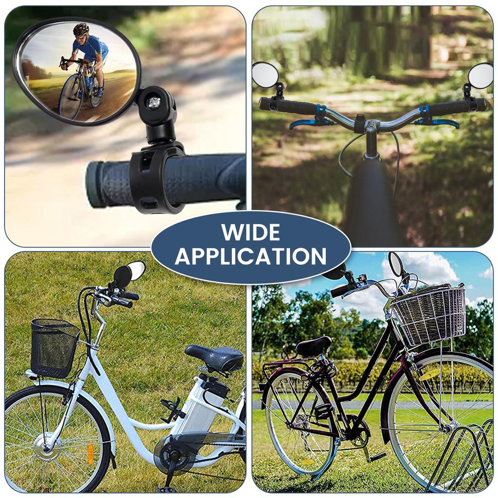 2Pc Bike Mirror Bike Rear View Mirrors Breakage-Proof Adjustable Bicycle Mirror 360° Rotation Bicycle Handlebar Rear View Mirror