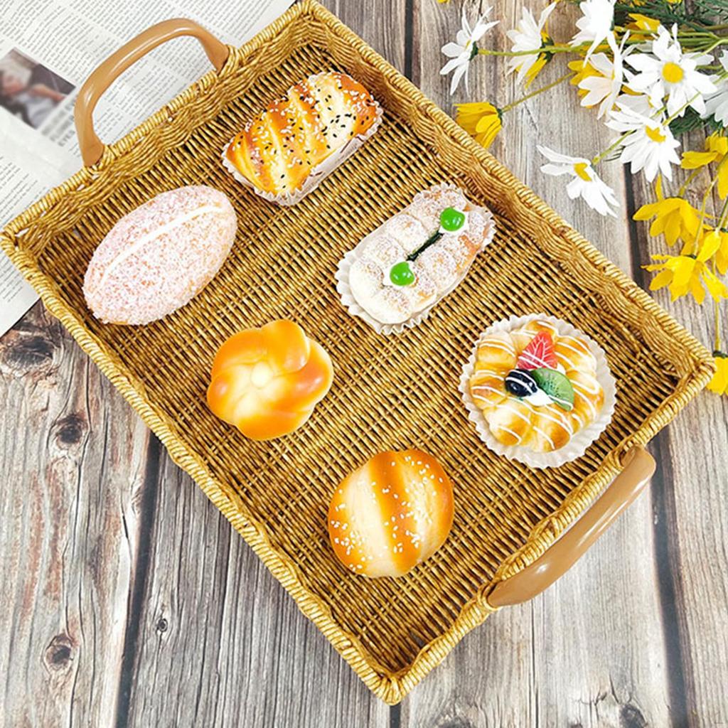 Decorative Ottoman Platter Rectangular Serving Tray Organizer Portable for