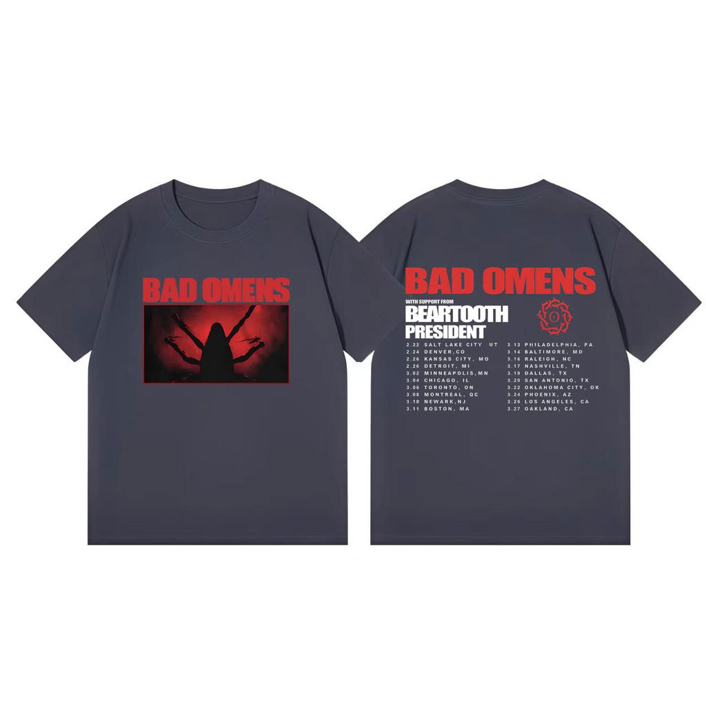 Bad Omens Tour 2026 Koszulki Merch Mężczyźni Kobiety Odzież Moda Koszulka Rockowa Letnia Codzienna Luźna Koszulki z Krótkim Rękawem Streetwear