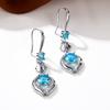 Blue Zircon Water Drop Earrings with Diamonds, Long Design Sense, Elegant Temperament, Fringed Earrings.
