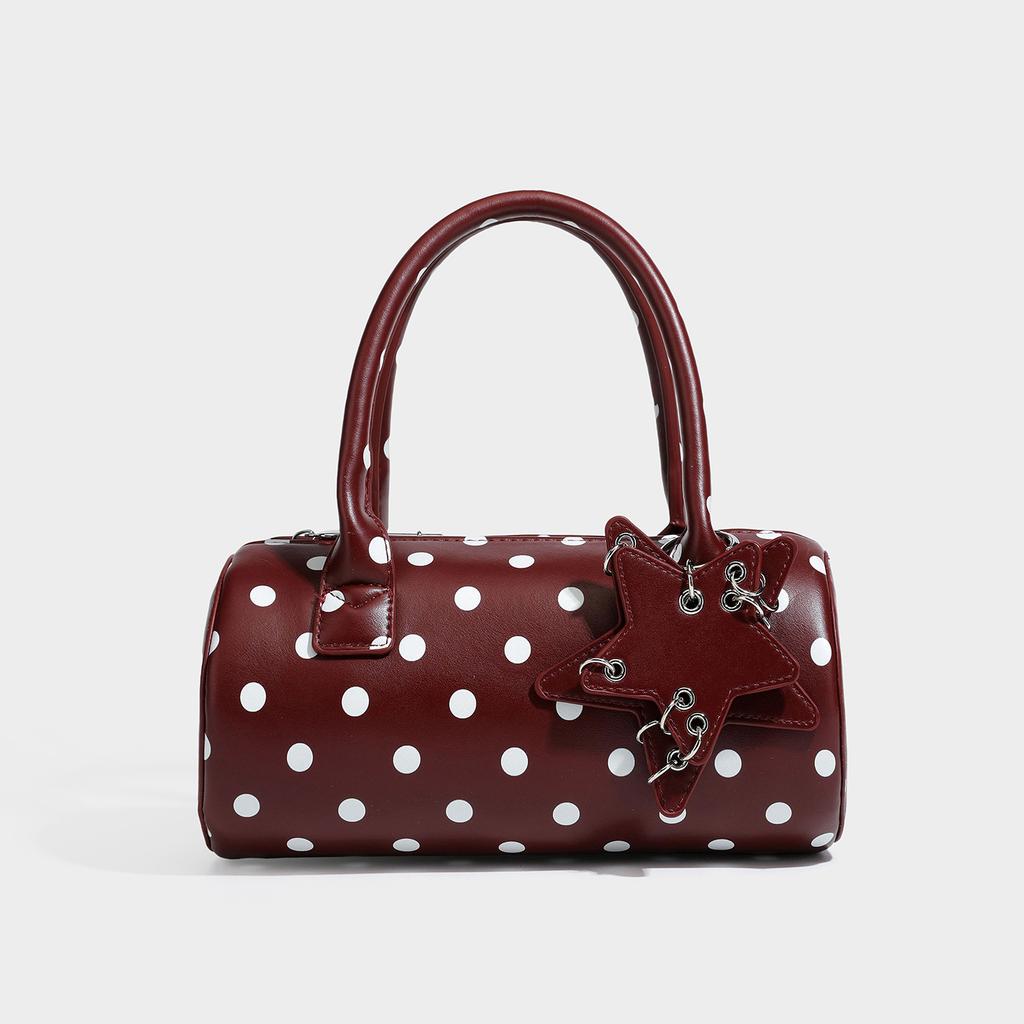 Wind Handbag for Women, Bowling Bag, Sweet Polka Dot Crossbody Bag, Boston Bag, Single Shoulder Bag for Women