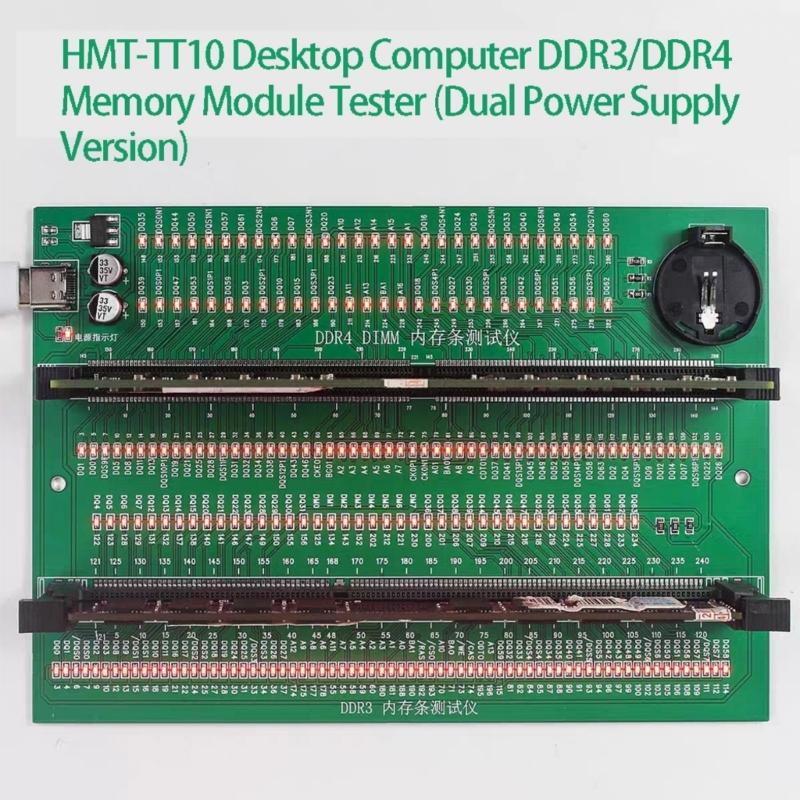 Memory Testing Card for Desktop Computer DDR3 DDR4 Memory Slot Diagnostic Tool Tester Card USB Power Supply Adapter