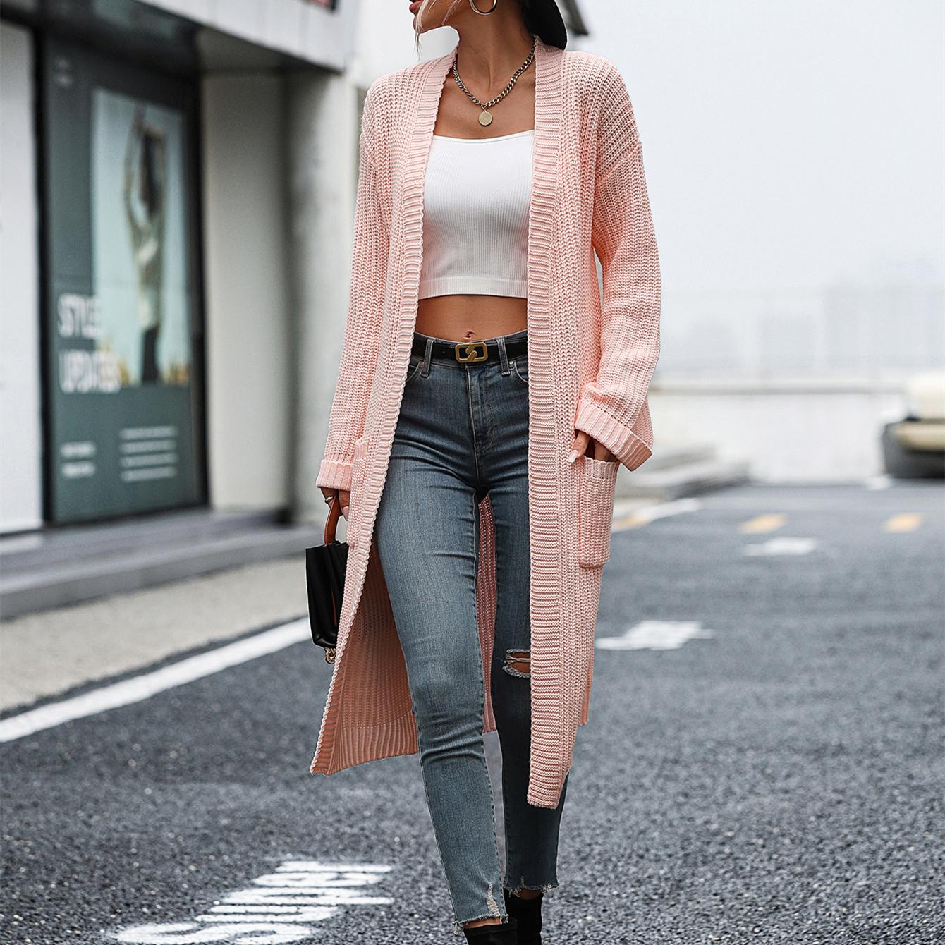 GMXIA женские винтажные повседневные однотонные куртки и пальто с длинными рукавами — фото 4