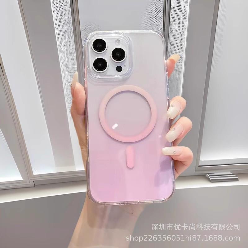 Applicable iPhone11promax mobile phone case advanced sense colorful gradual change transparent magnetic suction Apple 11 anti-drop sheath