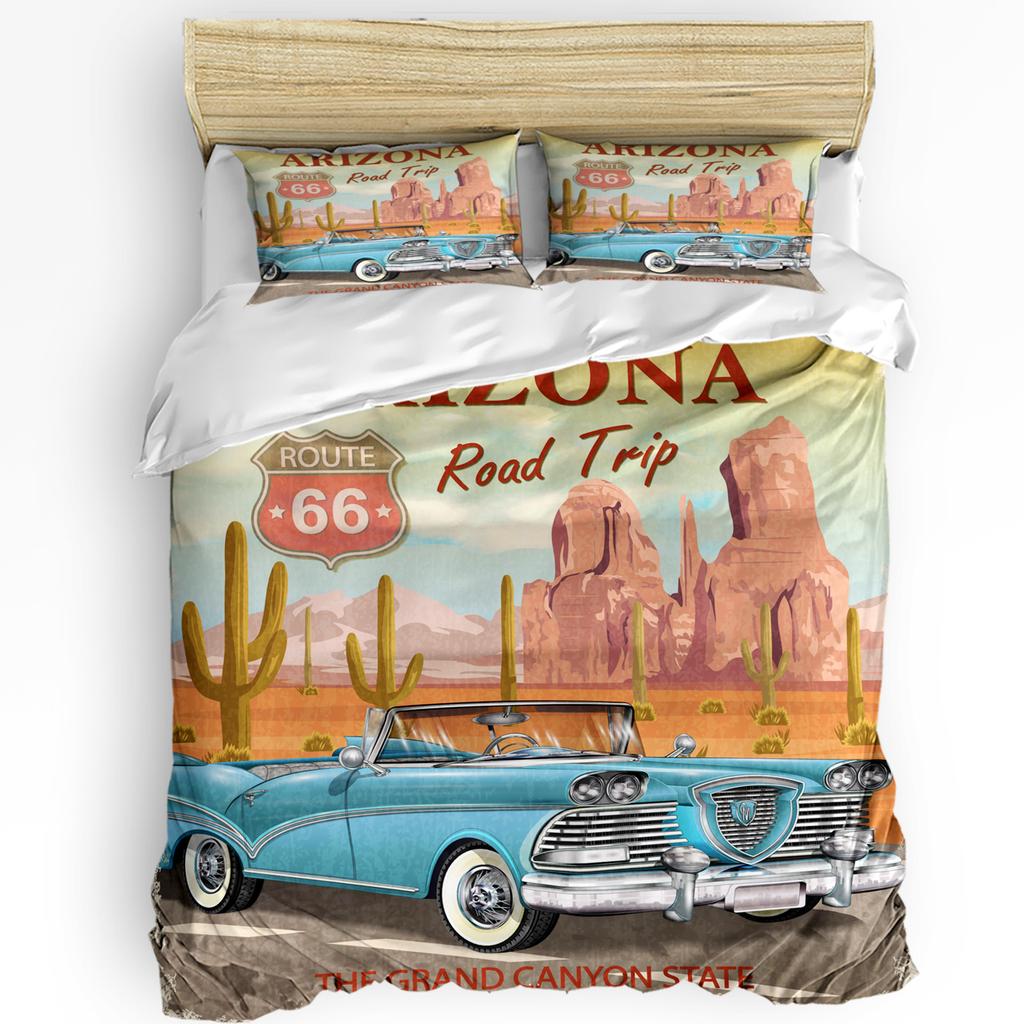 Excavator Car Vehicle Road Sign 3pcs Bedding Set For Bedroom Double Bed Home Textile Duvet Cover Quilt Cover Pillowcase