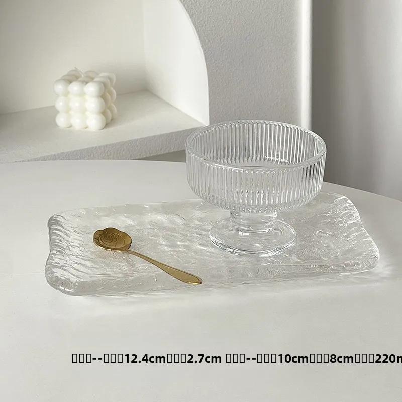 High Foot Glass Bowl Ice Cr Dert Cup for Home Use Ele Design for Yogurt Pudding Ice Cr Milkake Mousse
