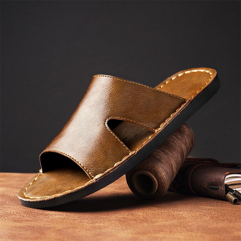 Men's Summer British Style Sandals: Single Strap Non-slip Beach and Outdoor Casual Slippers, Large Size