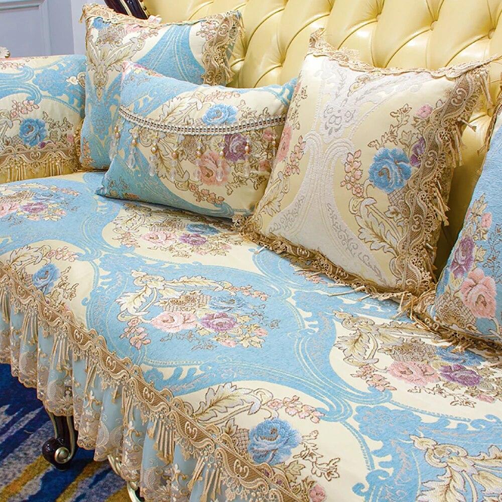 European Anti-Slip Sofa Cover Four Seasons Universal Sofa Towel Jacquard Chenille Sectional Slipcover Furniture Protector Cover