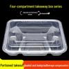 ZISIZ 1000ml Disposable 4-Compartment Plastic Lunch Box