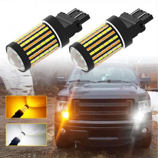 2x 3157 Switchback LED Turn Signal Light Bulbs White Amber Dual Color High Power