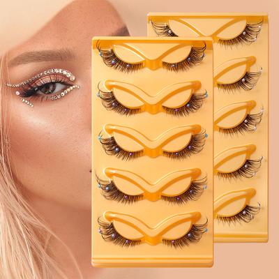 Transparenter Stiel Falsche Wimpern 5 Paare Bühnendekoration Wimpern Wimpern