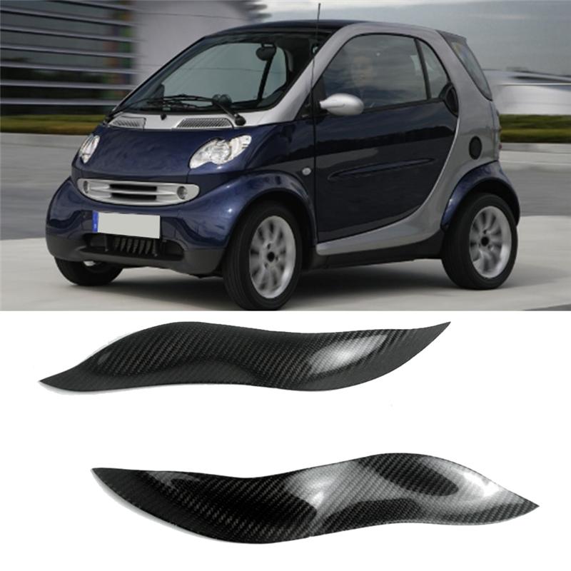 Unique Car Headlights Eyebrow Eyelid Trim Cover Sticker Car Styling Accessories For Smart 2003 Parts Carbon Fiber
