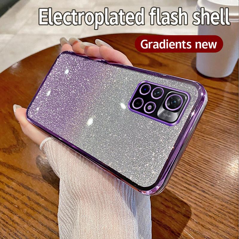 For Xiaomi Redmi Note11 5G Case Redmi Note 11S Note 11T Poco M4 Pro Phone Case Shiny Glitter Plating Camera Lens Soft Back Cover