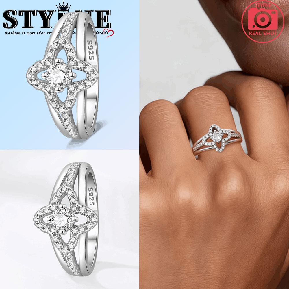 

Copper Metal Crystal Candy Four-leaf Flower Ring Women s Anniversary Perfect Gift Engagement Rings Designed For Women Mens High Quality Fine Jewelry 9