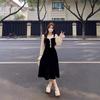 Fake Two-piece Dress Women's Early Spring New High-end Temperament Waist Small Slim and Thin Dress
