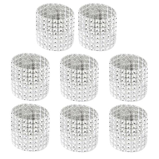 

8 шт./компл. круглые салфетки, антидеформационные банкетные, нержавеющие полые, 8 дизайнерских рядов со стразами, тканевые салфетки, пуговицы серебряный