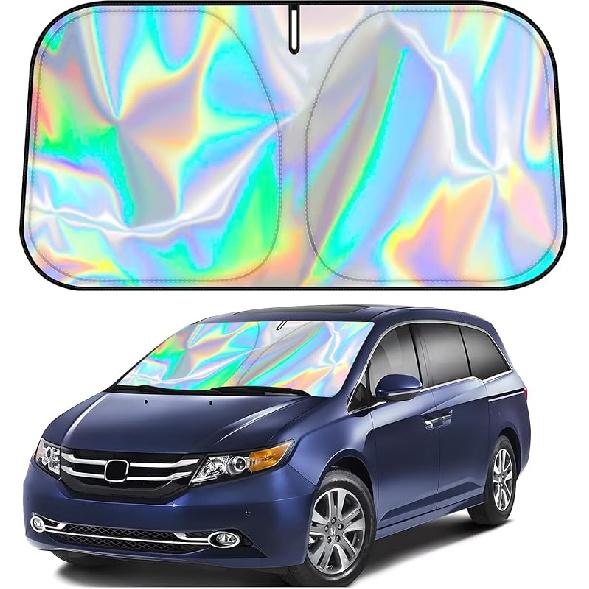 D-Lumina Windshield Sun Shade For 2011-2017 Honda Odyssey Mini Van Accessories, Iridescent Reflective Front Window Sunshade Sun Visor Protector Block