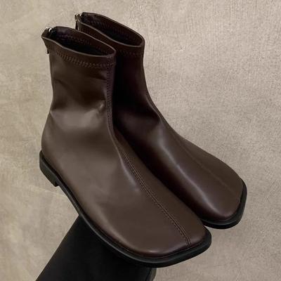 Damenstiefel Luxus Kunstleder Lässige Stiefeletten für Damen Trend 2024 Bequeme Mokassins Kurze Outdoor Herbststiefel