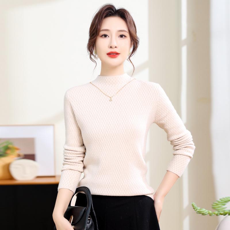 2024 Winter High Neck Knit Base Layer Sweater with Necklace