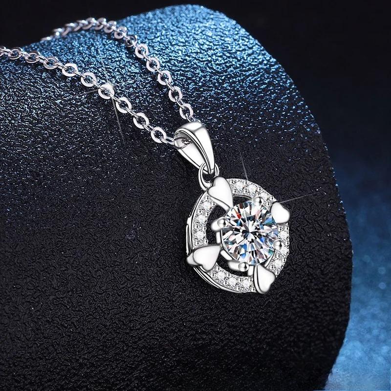 Dancing Love Necklace Valentine's Moissanite Pendant Platinum Light Luxury Gift Romantic Wholesale Jewelry