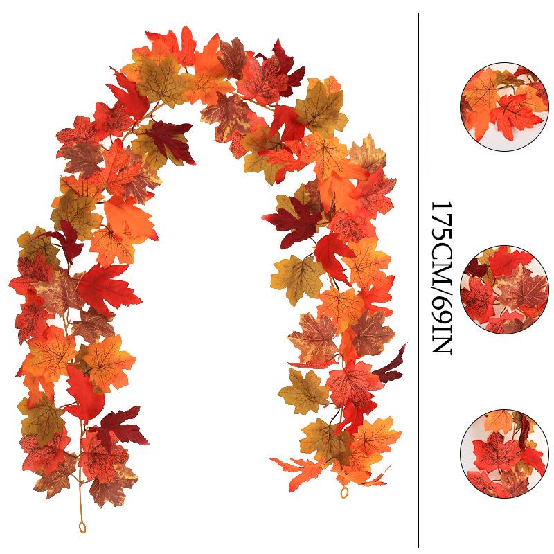 Autumn Festival Maple Leaf Vine Display: Fake Leaves for Halloween & Decorative Scenery