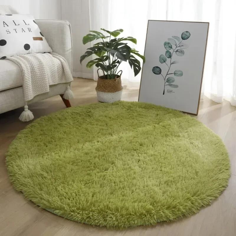1pc Home Rugs Large Shaggy Rug 100cm Super Soft Round Mat Living Room Bedroom Carpet Multi Color Select For Home Decor