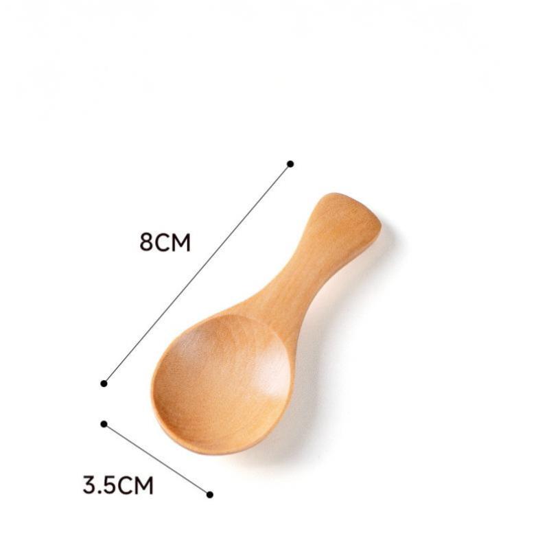 1pcs Mini Wooden Spoons Kitchen Spice Condiment Spoon Coffee Sugar Teaspoons Kids Short Handle Wood Scoops Home Tableware