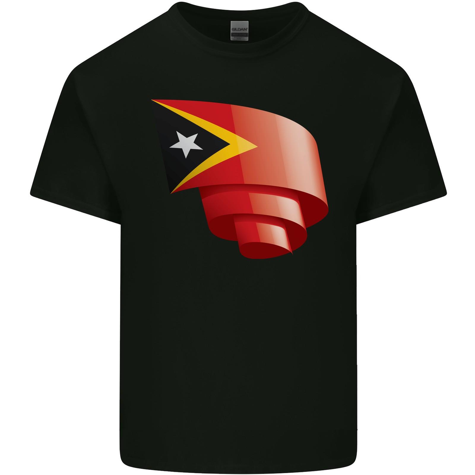 Curled East Timor Flag Day Football Mens Light Cotton T-Shirt S