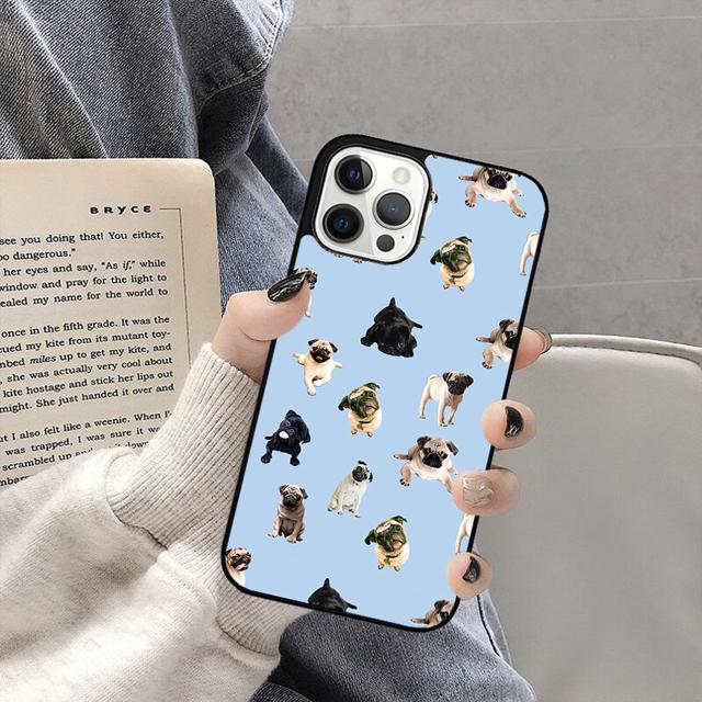 SŁODKI Piesek Mops Etui na Telefon Tylna Osłona do iPhone 17 Air 16 15 14 13 11 12 Pro Max PlusS Obudowa Coque