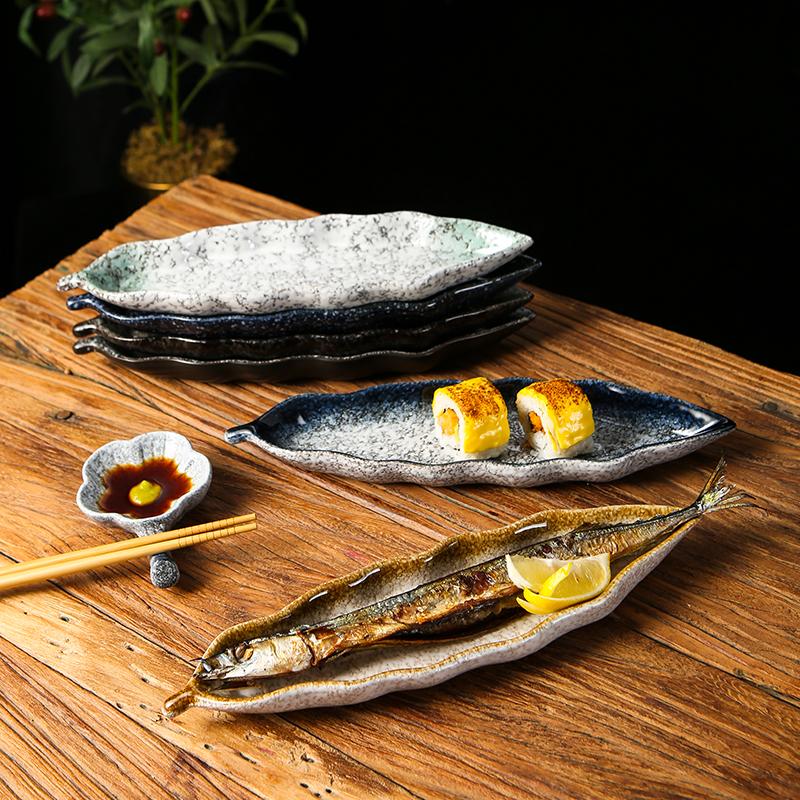 Japanese Cuisine Sashimi Cutlery Ceramic Cold Dish Saury Sushi Serving Plate Eel Sashimi Platter Dessert Plate Snack Tray
