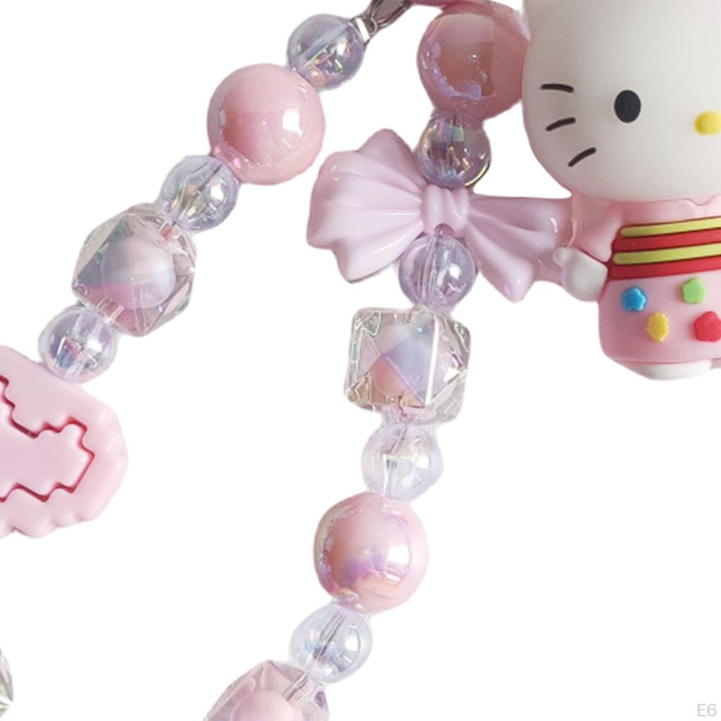 Cute Beaded Keychain Decorative Portable Bag Pendants for Girls Women Adults Violet